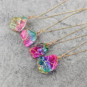 Natural Crystal Stone Pendant Necklace