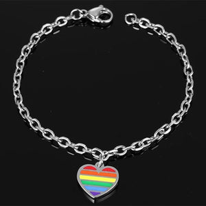 Rainbow Heart Titanium Bracelet