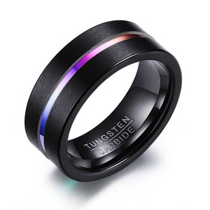 Rainbow 8MM  Tungsten Groove Ring