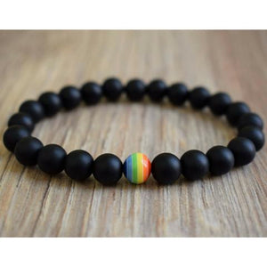 Natural ,Rainbow Stone Matte LGBT Bracelet