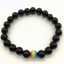 Black Onyx-White Shell Rainbow Bead LGBT Bracelet