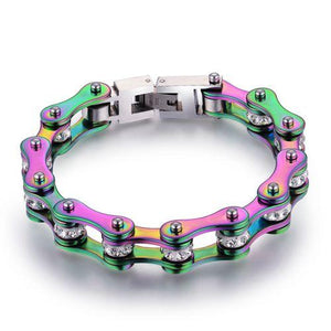 Rainbow NEW Rhinestone Stainless Steel LGBT Bracelet- Multiple Sizes