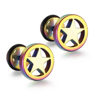 Five Color Stainless Steel Star Earrings