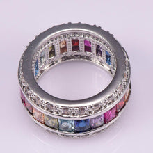 Silver 925 Sterling  Multi-Color Crystal Zirconia Ring