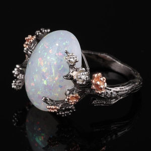 Beautiful Fire Opal Tree & Flower Ring