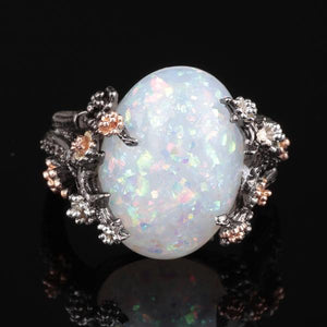 Beautiful Fire Opal Tree & Flower Ring
