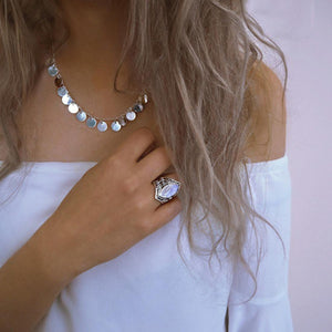 Silver Vintage Crystal Moonstone Ring