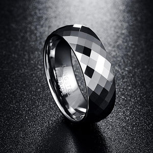 7.5MM Multi-Faceted Domed Tungsten Carbide Ring