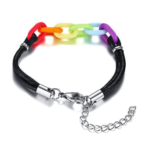 Rainbow Leather  Link Adjustable Bracelet