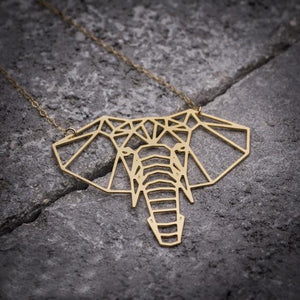 Lucky Elephant Origami Geometric Laser Cut Necklace