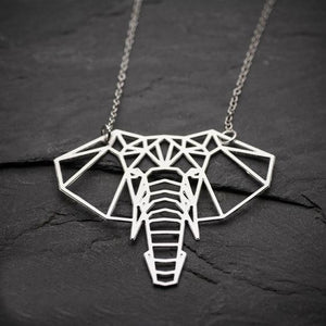 Lucky Elephant Origami Geometric Laser Cut Necklace