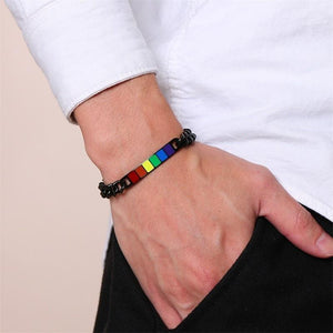 Rainbow Black Stainless Steel ID Bracelet