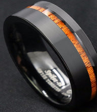 Black 8MM Brushed Tungsten Carbide Wood Ring