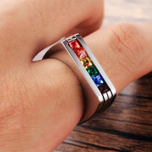 Rainbow 316L Stainless Steel  Row Ring