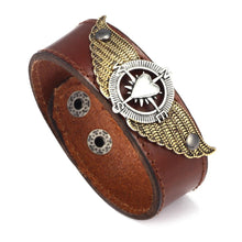 Handmade Leather Angel Wings Compass Bracelet