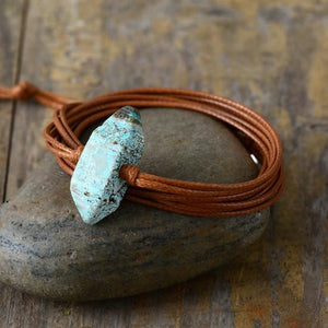 Handmade Hexagonal Natural Jasper Stone Wrap Bracelet