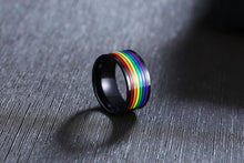 Black 10MM  Stainless Steel Rainbow Ring