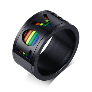 Black 11MM  Stainless Steel Love Spinner Ring