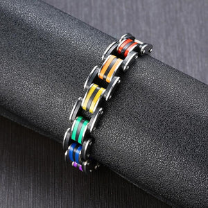 Black,Rainbow ,316L Stainless Steel Double  Line Hope Bracelet