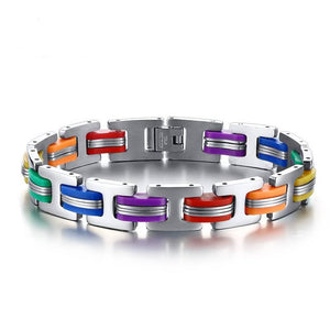 Rainbow 316L Stainless Steel Chain  Hope Bangle Bracelet
