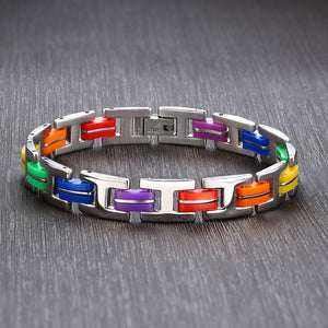 Rainbow 316L Stainless Steel Slim Chain  Hope Bangle Bracelet
