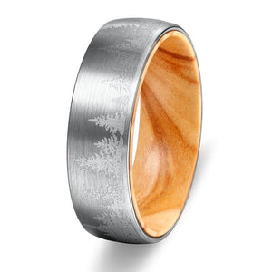 Nature's Ridge Tungsten and Olive Wood Ring