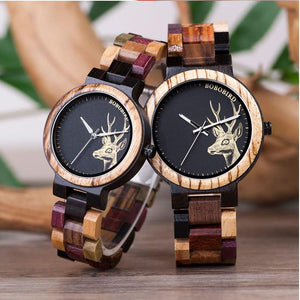 Elk Engraving Wooden Watch by BB