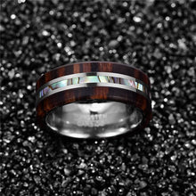 8MM Ebony Wood and Abalone Shell Tungsten Steel Ring