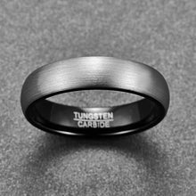 Black ,6MM Frosted Matte Dome  Tungsten Carbide Ring