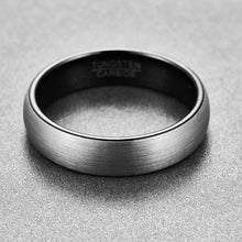 Black ,6MM Frosted Matte Dome  Tungsten Carbide Ring