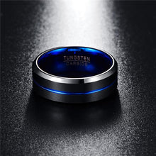Blue,Black ,8MM Thin  LineTungsten Carbide Ring