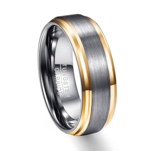 Gold,Silver 8MM Classic  Edge Brushed  Tungsten Ring