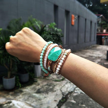 Natural Amazonite Faceted Stone Wrap Bracelet