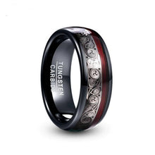 Red 8MM Triple Spiral and  Guitar String Tungsten Ring
