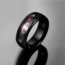 Red 8MM Triple Spiral and  Guitar String Tungsten Ring