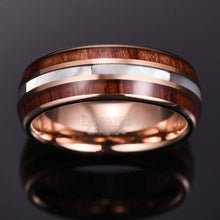 8MM Koa Wood and Mother of Pearl Tungsten Ring