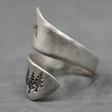 Silver Mountain and Forest Brushed  Ring