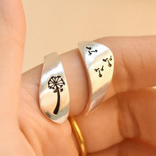 Silver Dandelion Wishes Brushed  Adjustable Ring