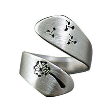 Silver Dandelion Wishes Brushed  Adjustable Ring