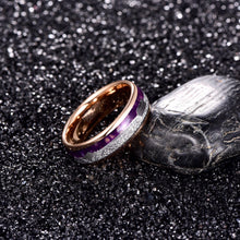 Rose Gold,Purple,8MM  Inlaid  Arrow Tungsten Carbide Ring
