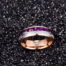Rose Gold,Purple,8MM  Inlaid  Arrow Tungsten Carbide Ring