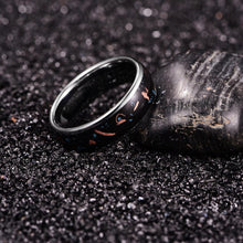 Black Throwback  Retro Copper Shavings Tungsten Ring