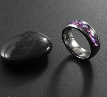 8MM Purple and White Opal Tungsten Carbide Ring