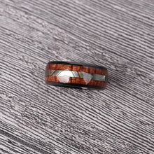 Black Onyx LIMITED EDITION 8MM Tungsten Carbide Abalone and Koa Wood Ring