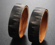 Black Satin Nature's Ridge Tungsten and Olive Wood Ring