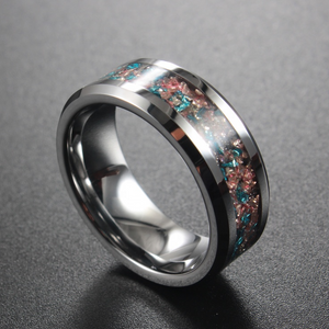 8MM Crushed Ocean Glass Tungsten Carbide Ring