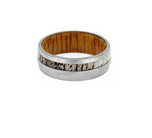 8MM Antler and Whiskey Barrel Tungsten Ring