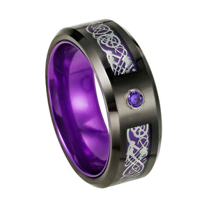 Purple Firestone Dragon's Eye Tungsten Carbide Ring