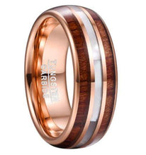 8MM Koa Wood and Mother of Pearl Tungsten Ring