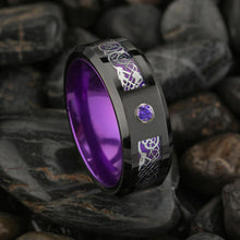 Purple Firestone Dragon's Eye Tungsten Carbide Ring